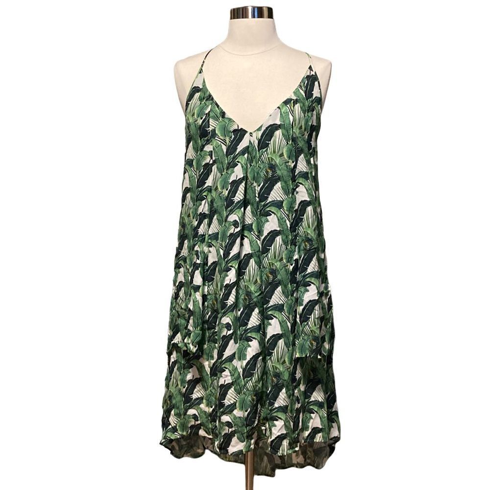 Rebecca Minkoff - Lena palm leaf print silk dress sz M - Picture 5 of 10